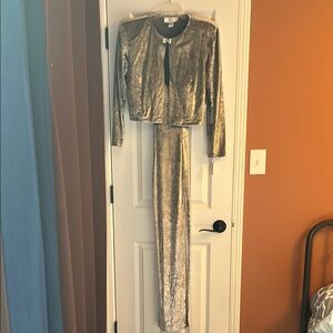 Metallic Silver Two-Piece Set